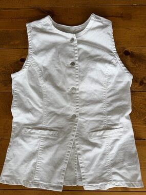 Angels Forever Young Sleeveless Button Front White Denim Vest size Small